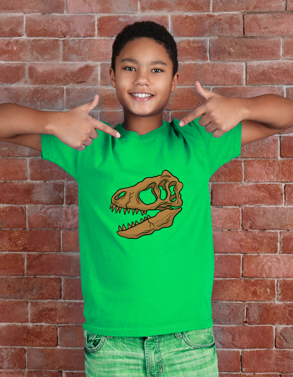 Dino Skull Cotton T-Shirt – Cool Dino Tee for Kids | Mumma’s Cub