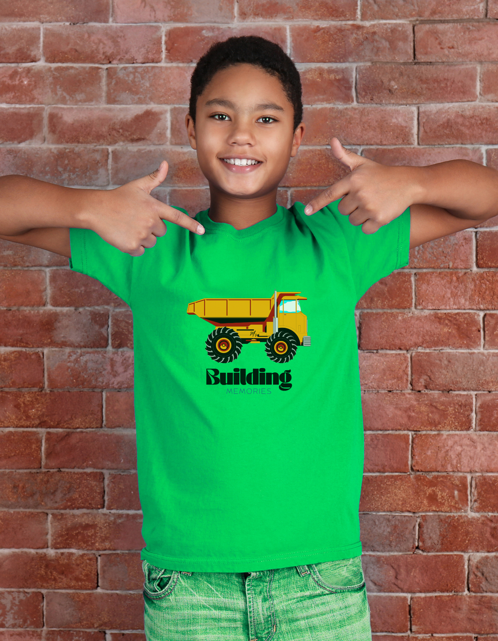 Child wearing Building Memories cotton T-shirt