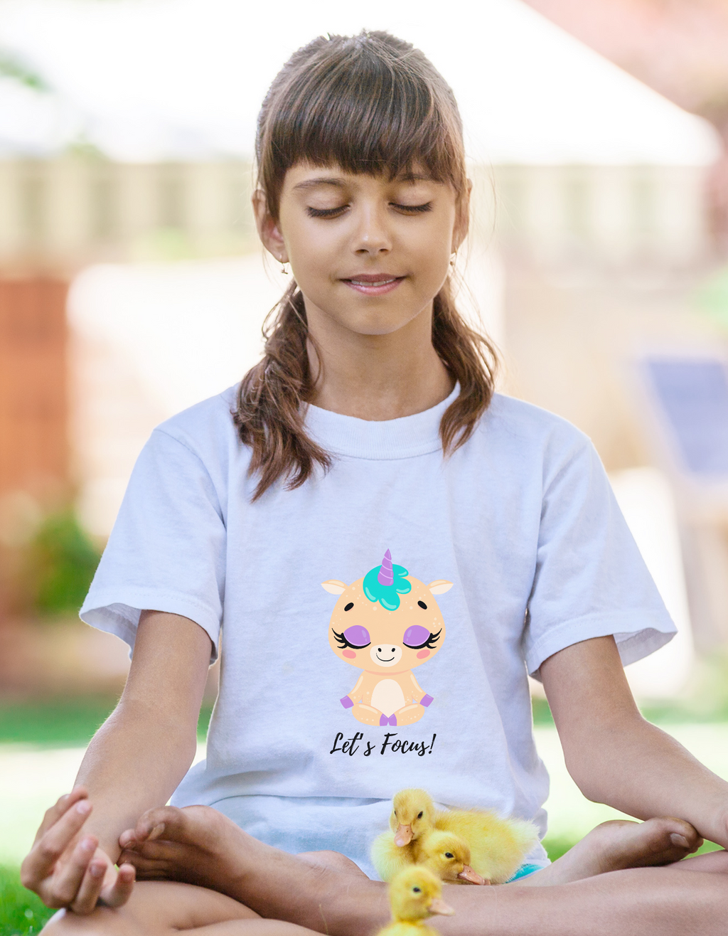 Let’s Focus Cute Yoga Cotton T-Shirt – Kids Yoga Tee | Mumma’s Cub