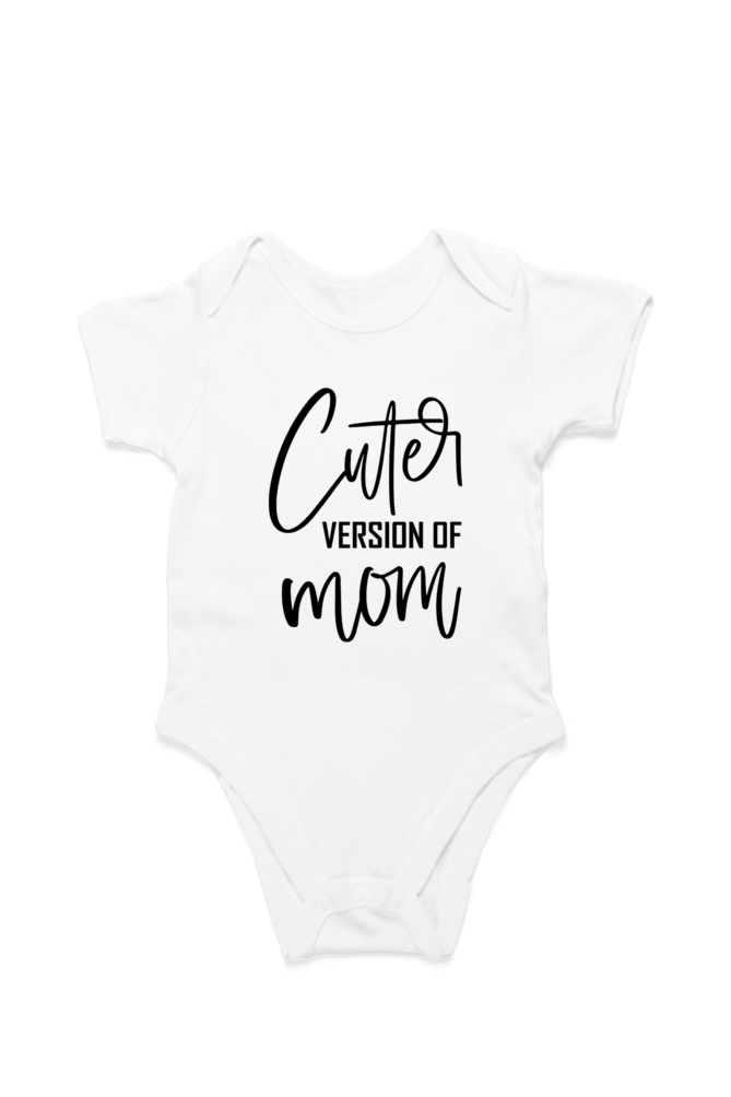 Cuter Version of Mom baby onesie – cotton romper flat lay front view