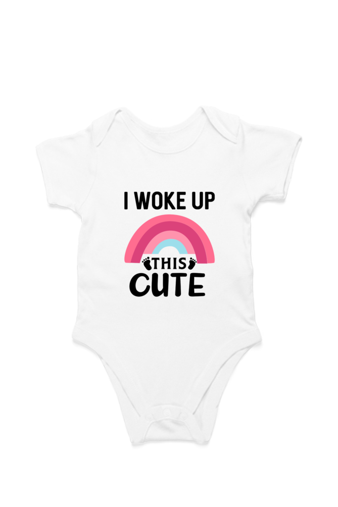 I Woke Up This Cute baby onesie – flat lay cotton romper by Mumma’s Cub