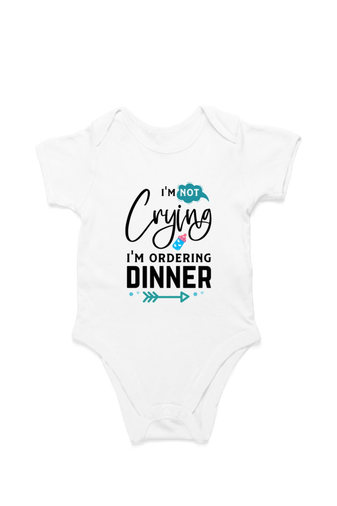 I’m Not Crying baby onesie – flat lay view of cotton romper by Mumma’s Cub