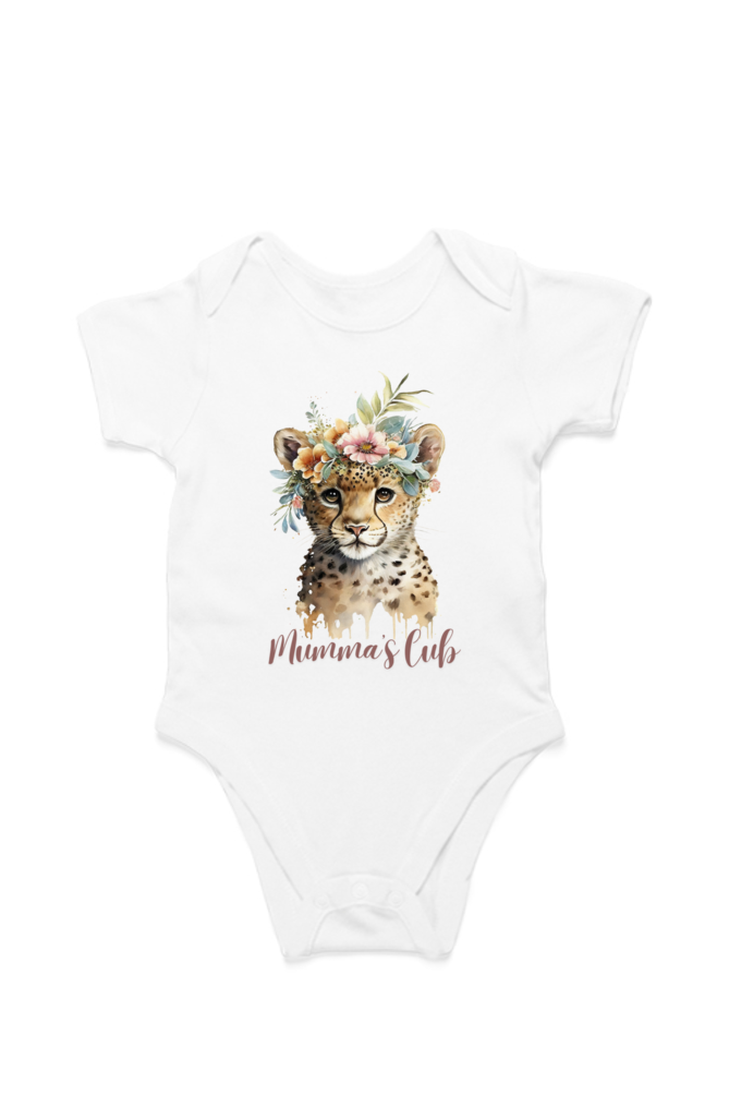Mumma's Cub baby onesie – flat lay soft cotton romper