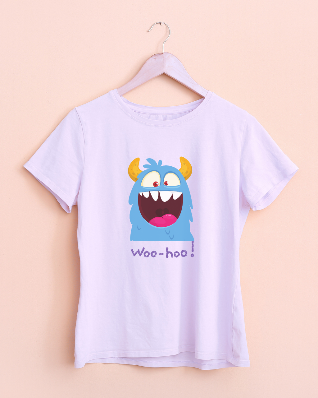 Blue Goofy Monster “WOO-HOO!” Print Kids T-Shirt | Mumma's Cub