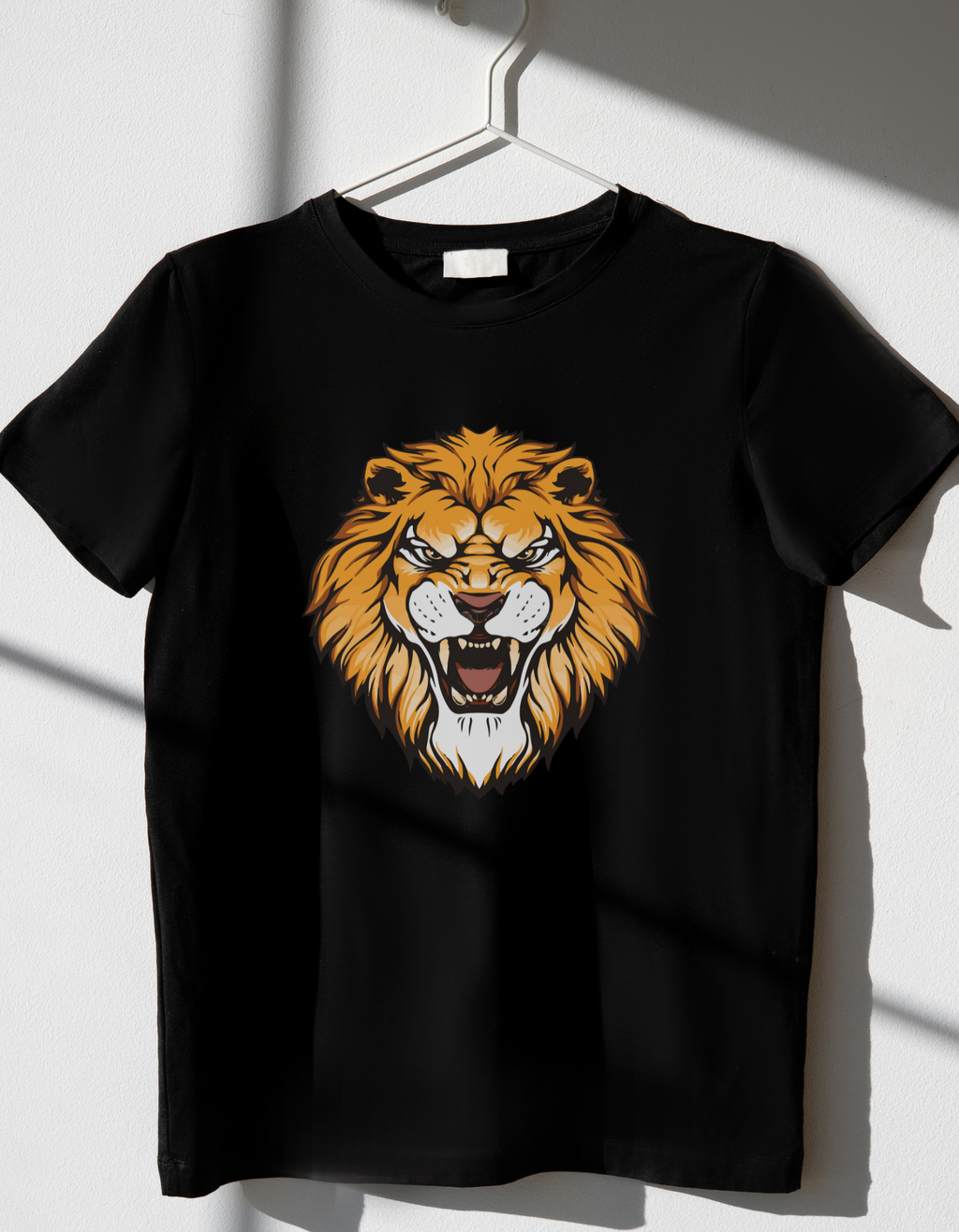 Lion Face cotton T-shirt – flat lay kids animal print tee