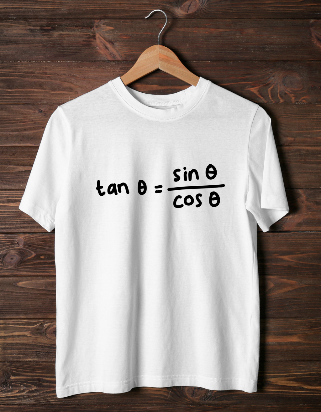 Tan θ = Sin θ / Cos θ cotton T-shirt – flat lay math formula kids tee