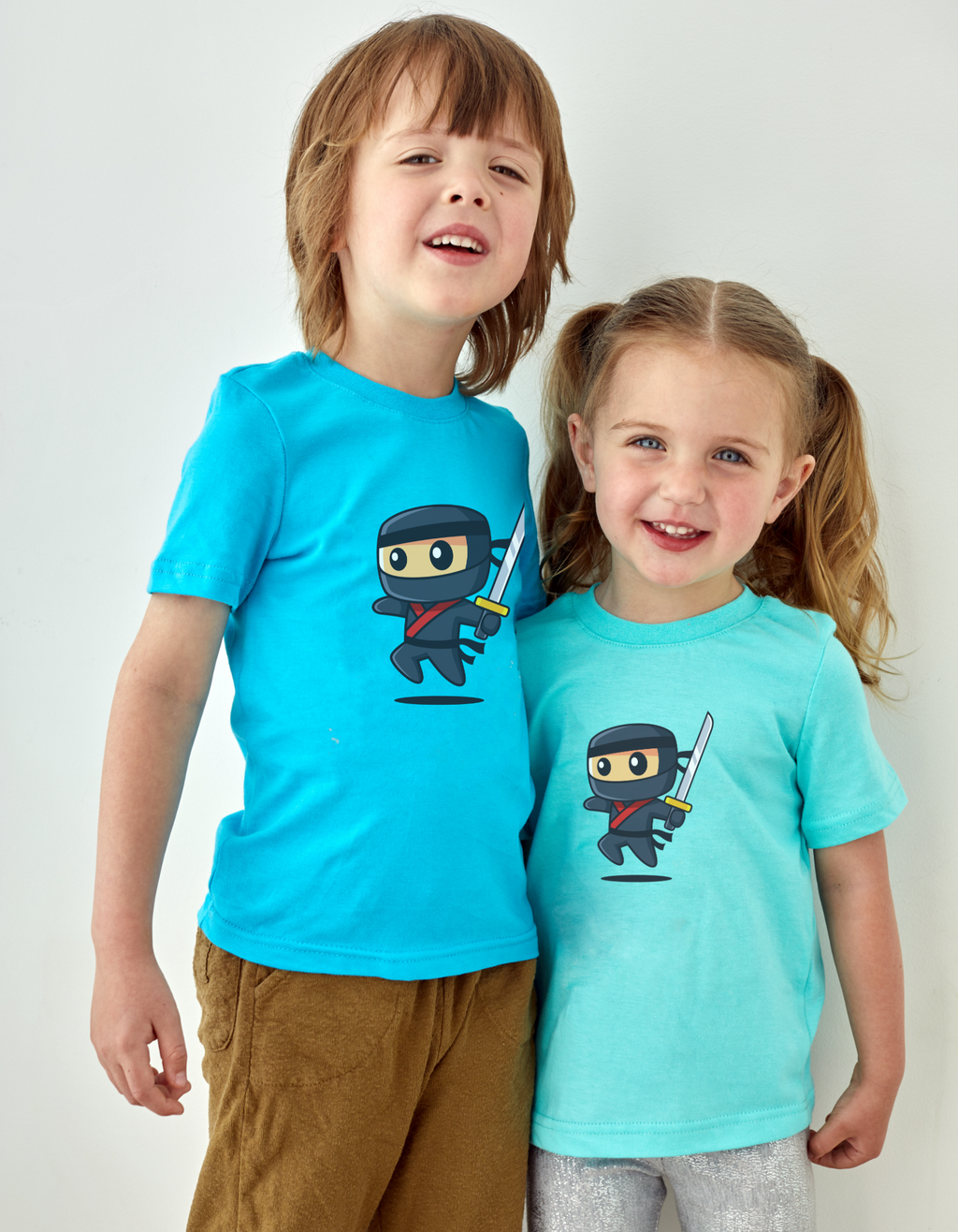 Boy wearing Ninja cotton T-shirt – stealthy action design