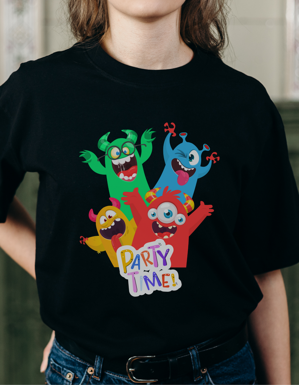 Kids Unisex Cotton T-Shirt – Colorful Monster 'Party Time' Print | MummasCub