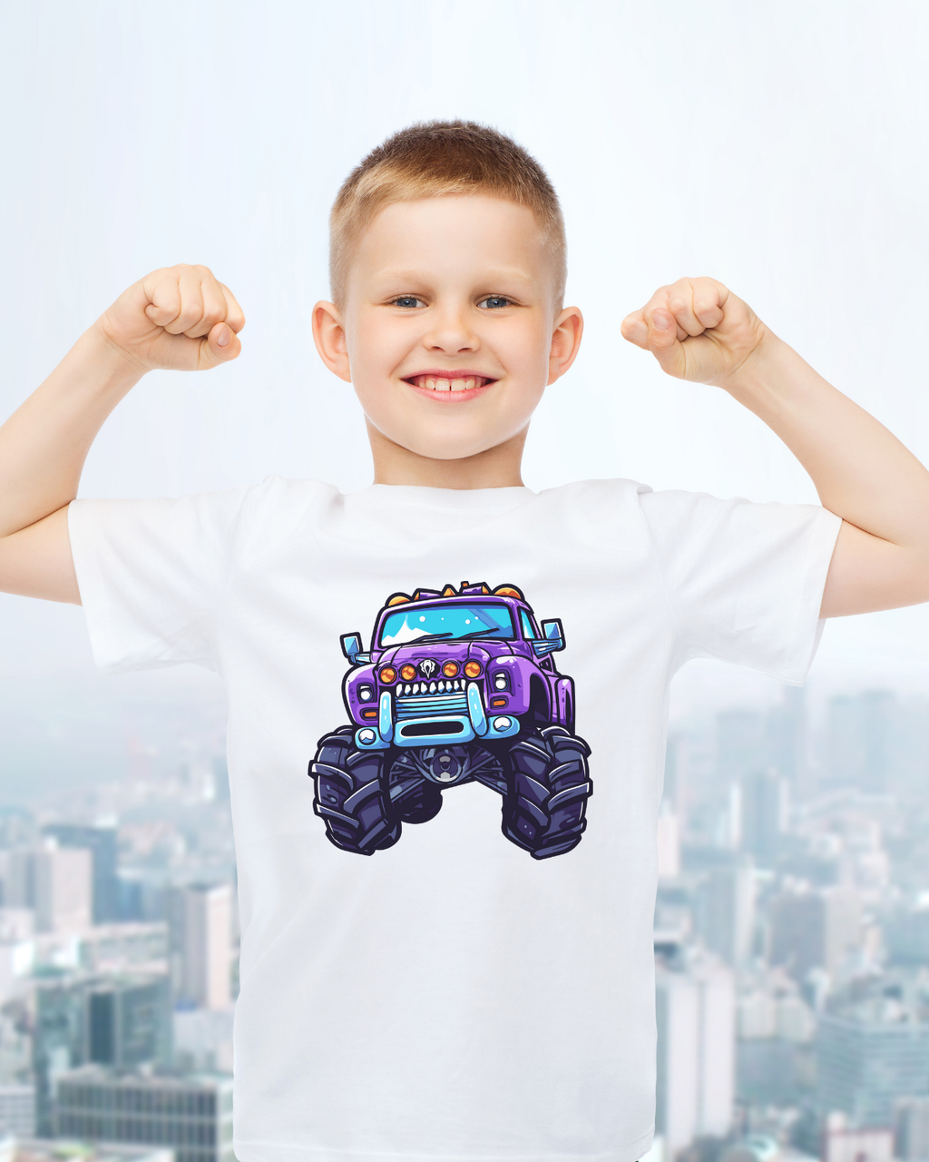 Monster Truck Kids T-Shirt – Big Purple Cotton Tee | Mumma’s Cub