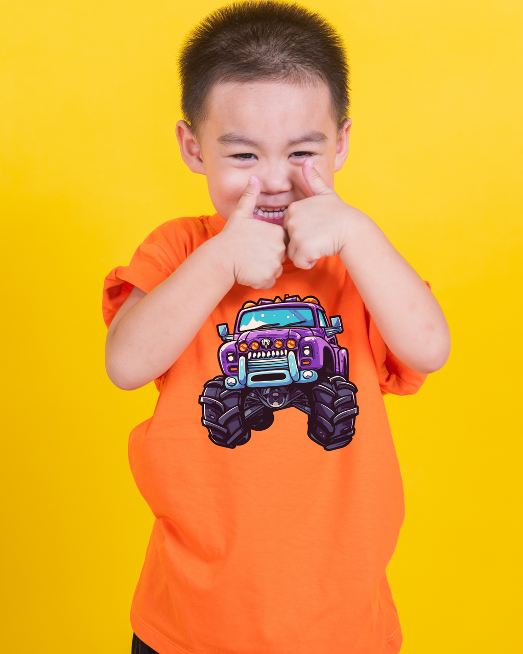 Monster Truck Kids T-Shirt – Big Purple Cotton Tee | Mumma’s Cub