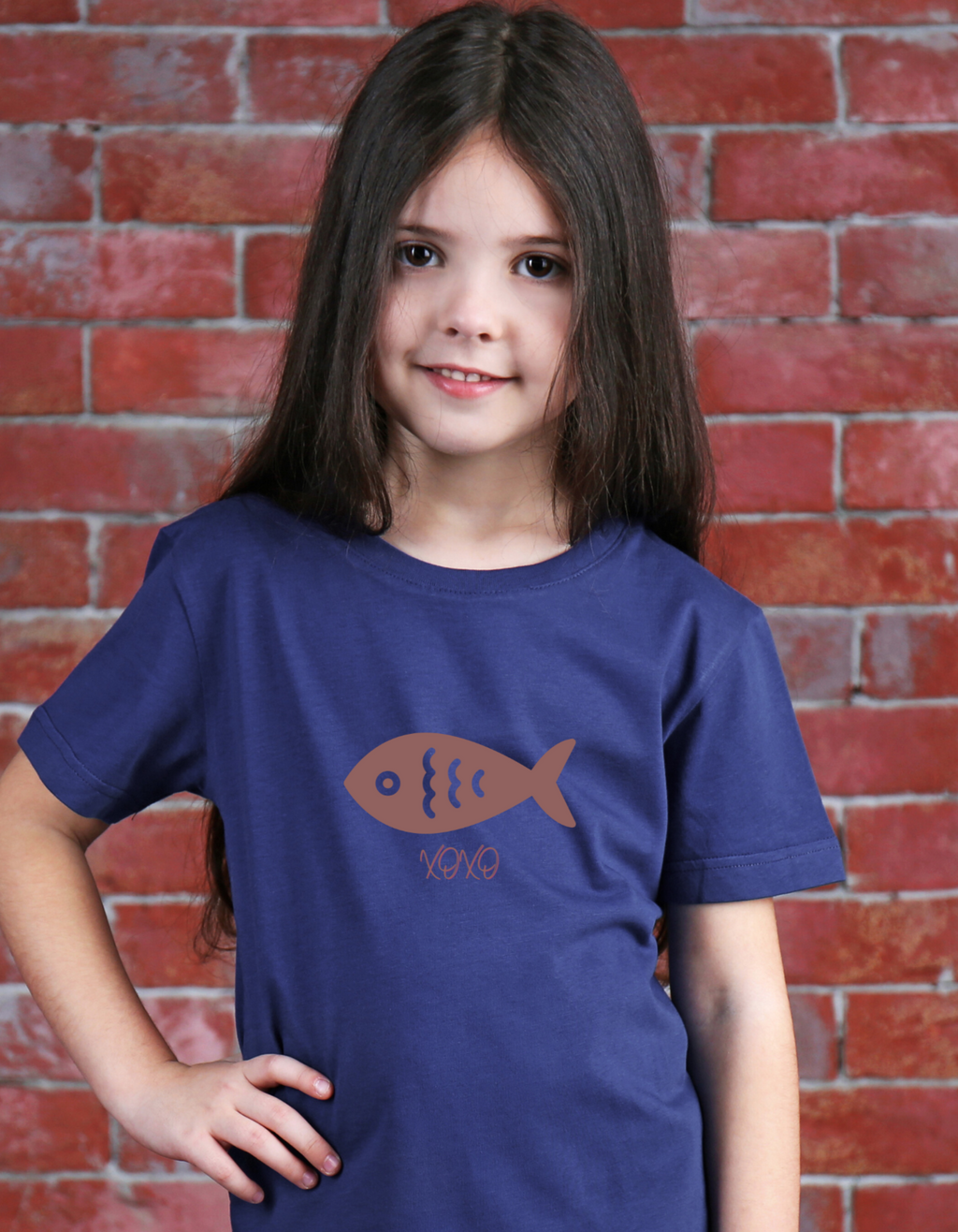 Child wearing XOXO Fish T-shirt – playful and comfy cotton tee