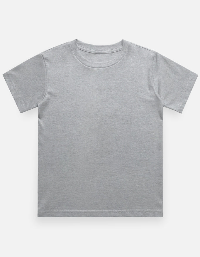 light grey kids solid cotton t shirt mummas cub soft breathable daily wear