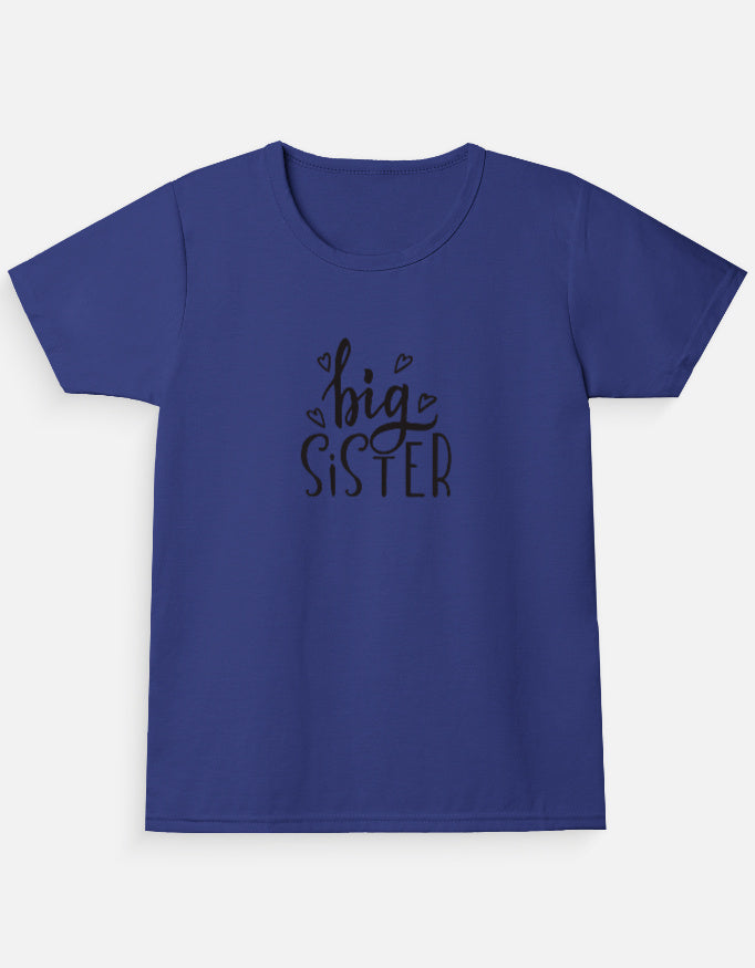 Cute big sister printed t-shirt for kids soft cotton fabric
