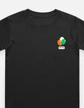 Unisex kids cotton t-shirt by Mumma's Cub featuring tricolor balloons on the left chest with the Sanskrit word "एकीभवत"