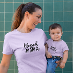 blessed mama and mamas blessing combo t shirts mummas cub cotton matching set