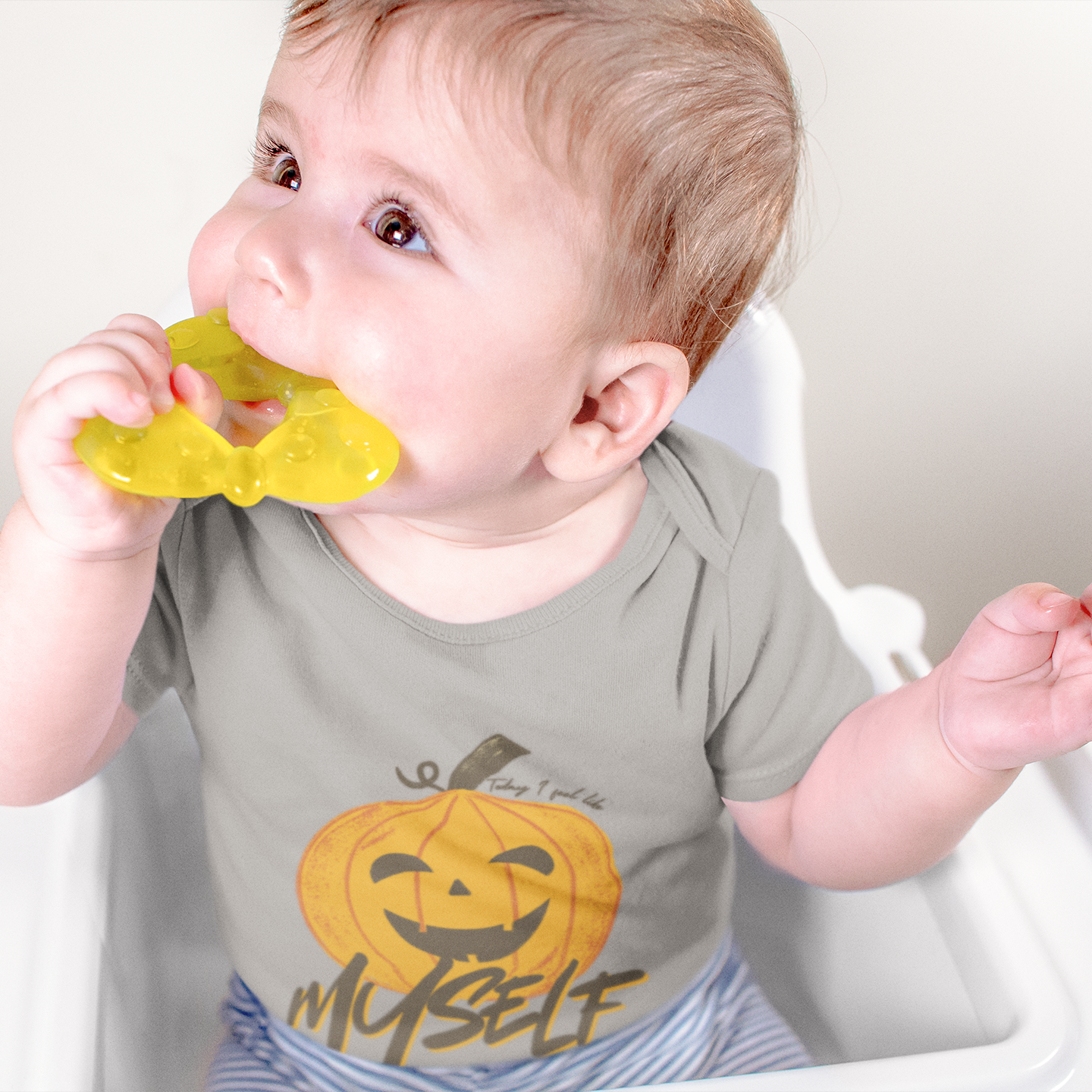 Baby Soft Cotton Halloween Onesie – Pumpkin Print “Today I Feel Like Myself”