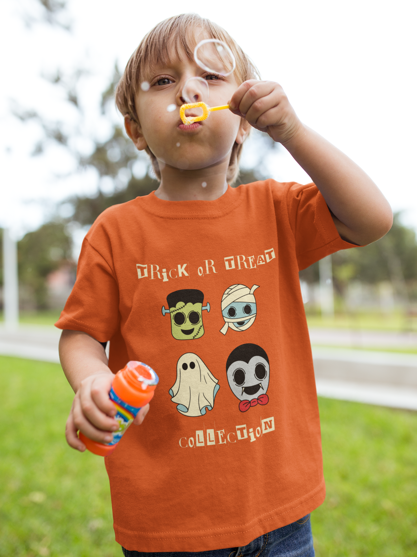 Kids Halloween Cotton T-Shirt | Four Zombies Print – Mummascub