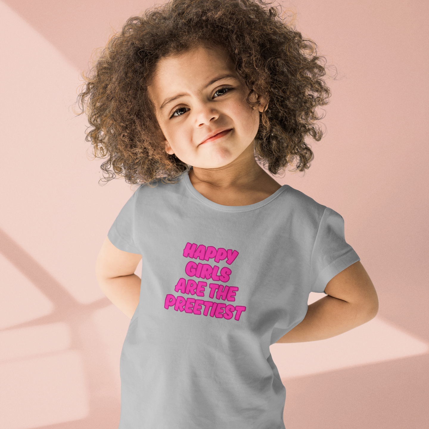 happy girls are the prettiest t shirt girls cotton soft breathable kids tee