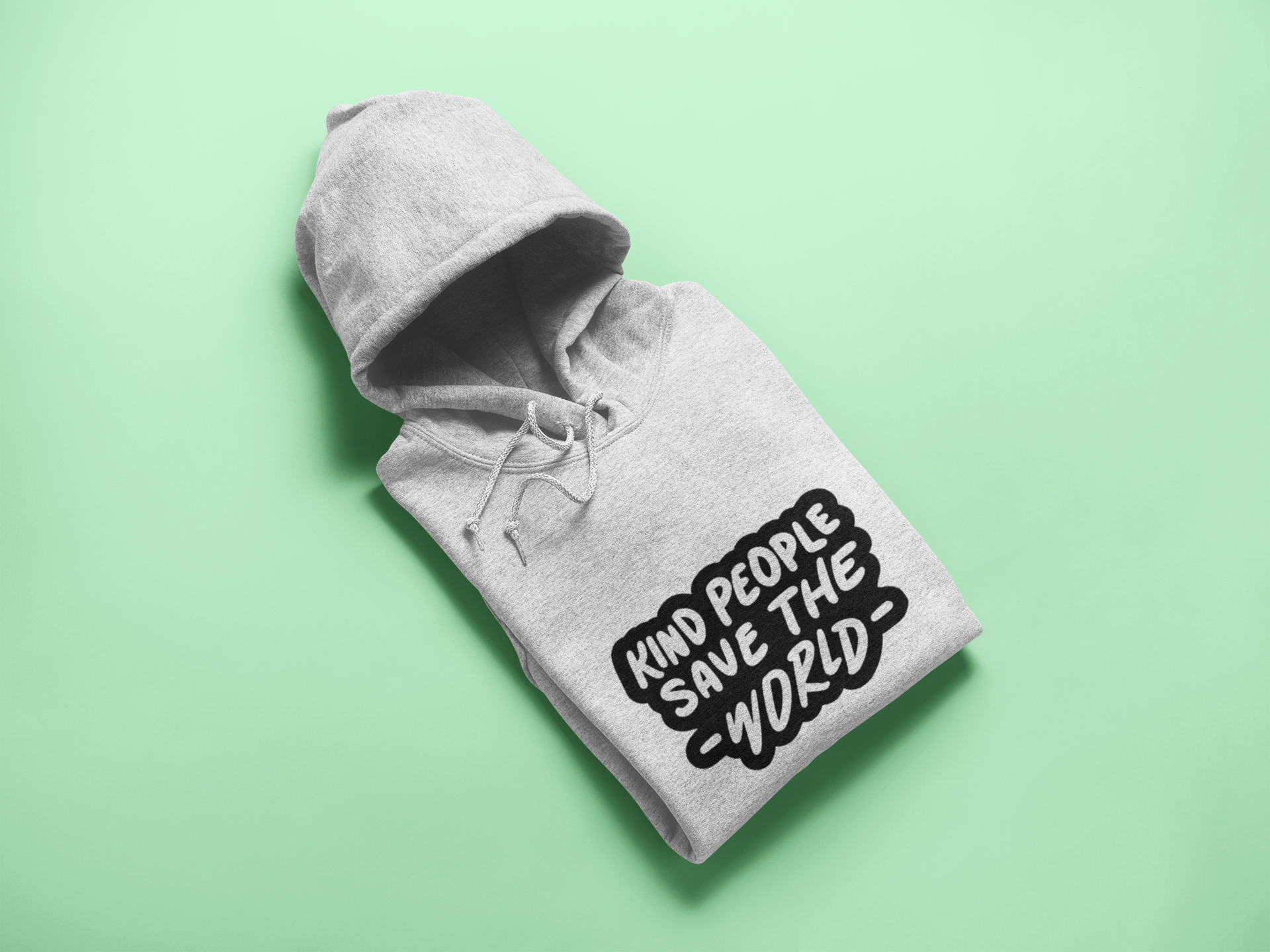 Kids cotton hoodie with “Kind People Save the World” print without pocket by Mumma’s Cub