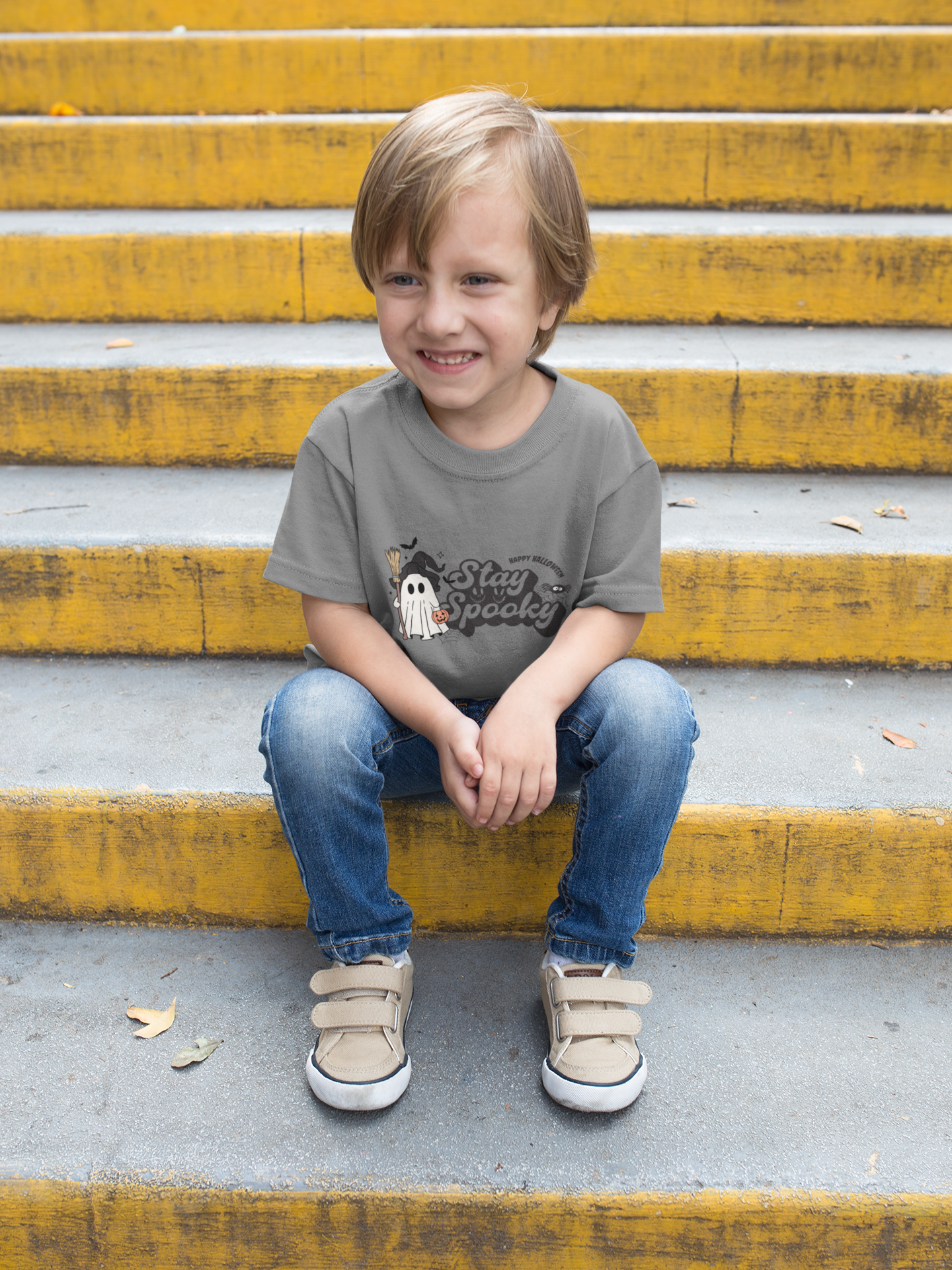 Kids Halloween T-Shirt – Witchy Ghost “Stay Spooky” Print