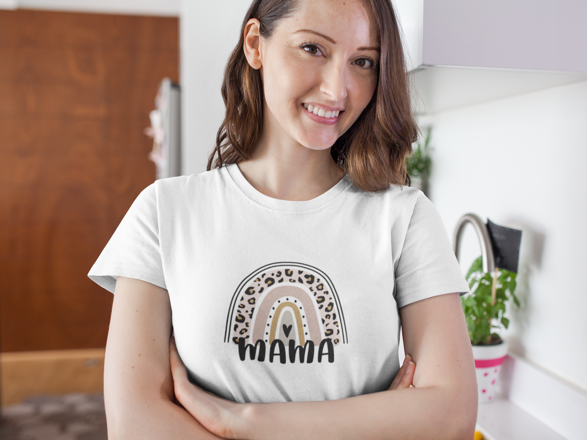 “MAMA” Boho Rainbow T-Shirt – 100% Cotton Soft Tee