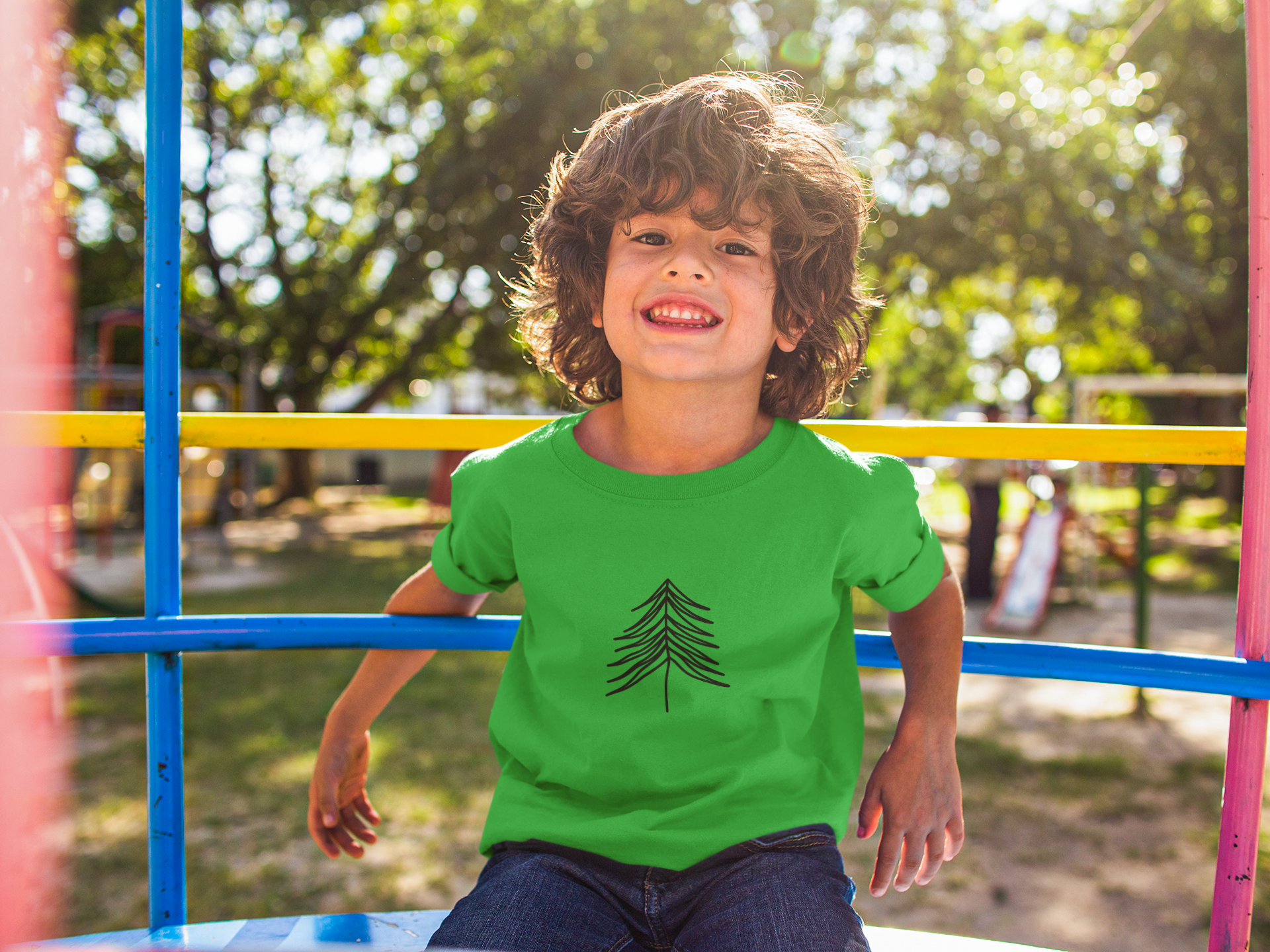 Kids cotton t-shirt with scribble Christmas tree print by Mumma’s Cub