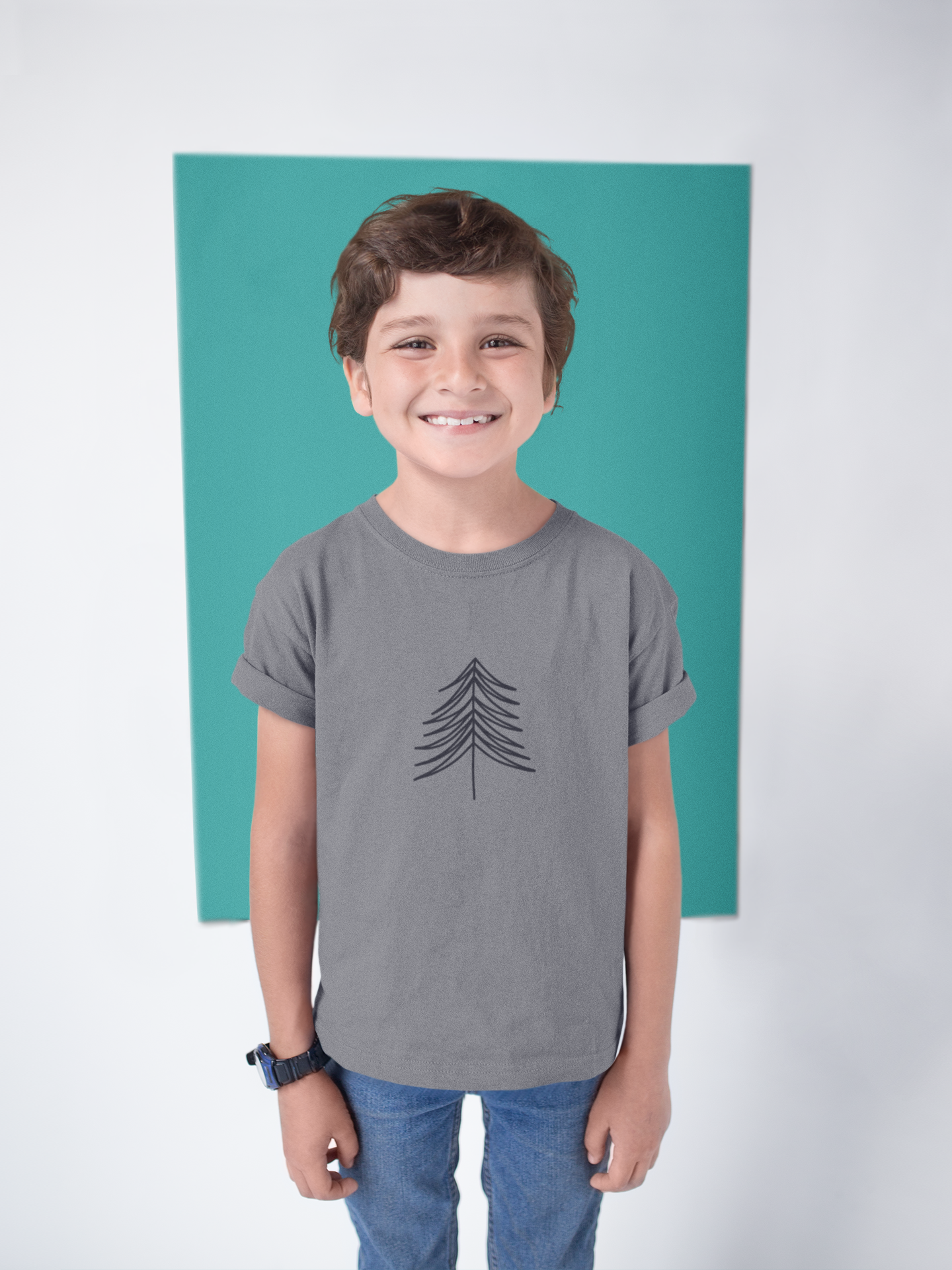Kids cotton t-shirt with scribble Christmas tree print by Mumma’s Cub
