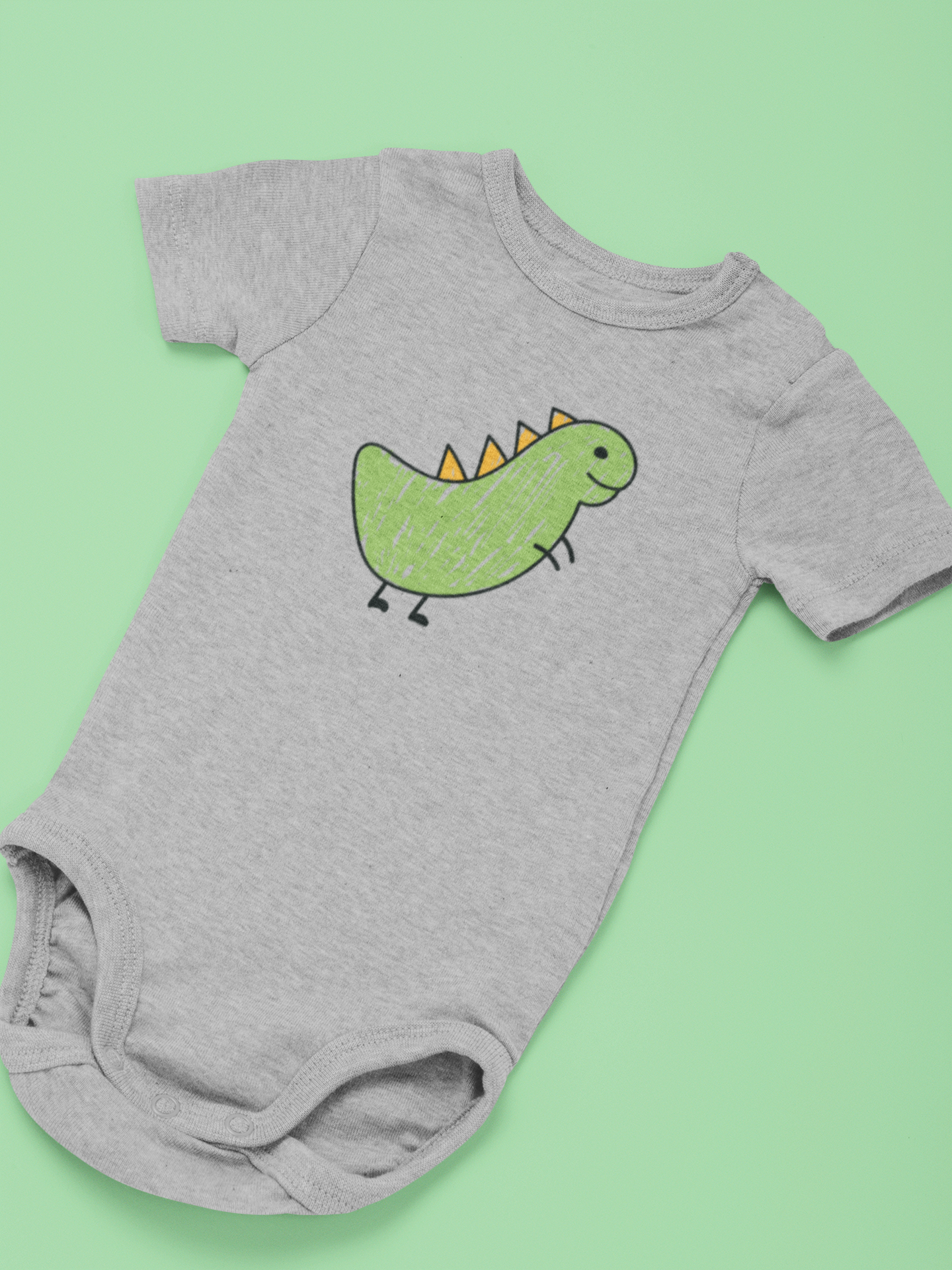 Scribbled dinosaur graphic baby cotton romper
