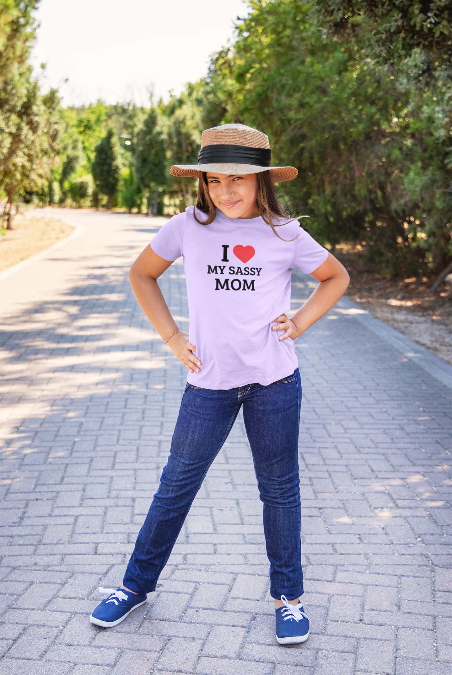 Kids cotton T-shirt with “I Love My Sassy Mom” print by Mumma’s Cub