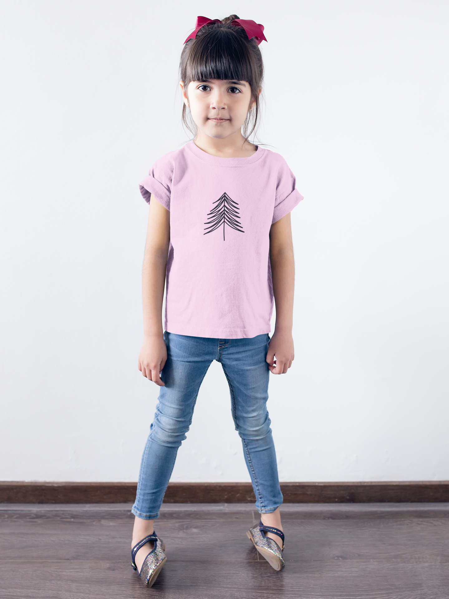 Kids cotton t-shirt with scribble Christmas tree print by Mumma’s Cub