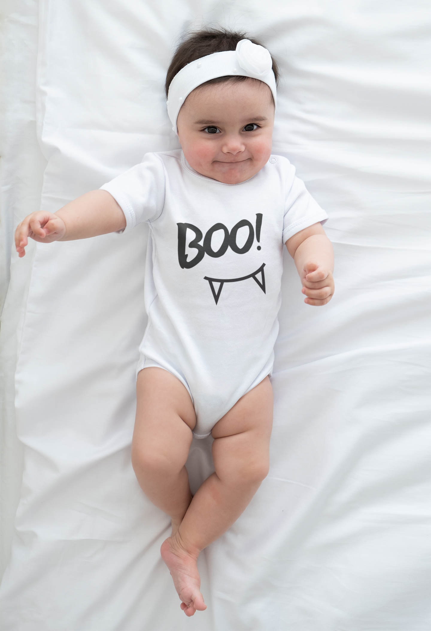 Baby Soft Cotton Halloween Onesie – “Boo!” Print