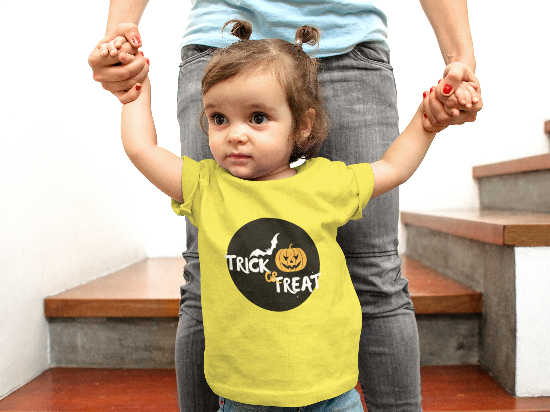 Kids Halloween T-Shirt – Pumpkin & Bat Print “Trick or Treat”