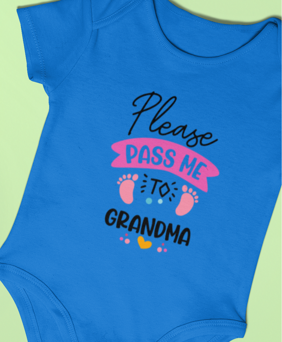 Premium Cotton Baby Romper – “Please Pass Me to Grandma”