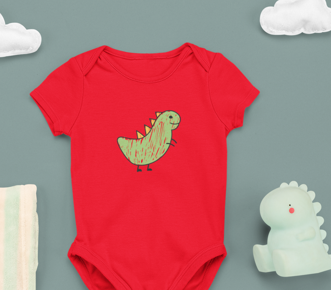 Scribbled dinosaur graphic baby cotton romper
