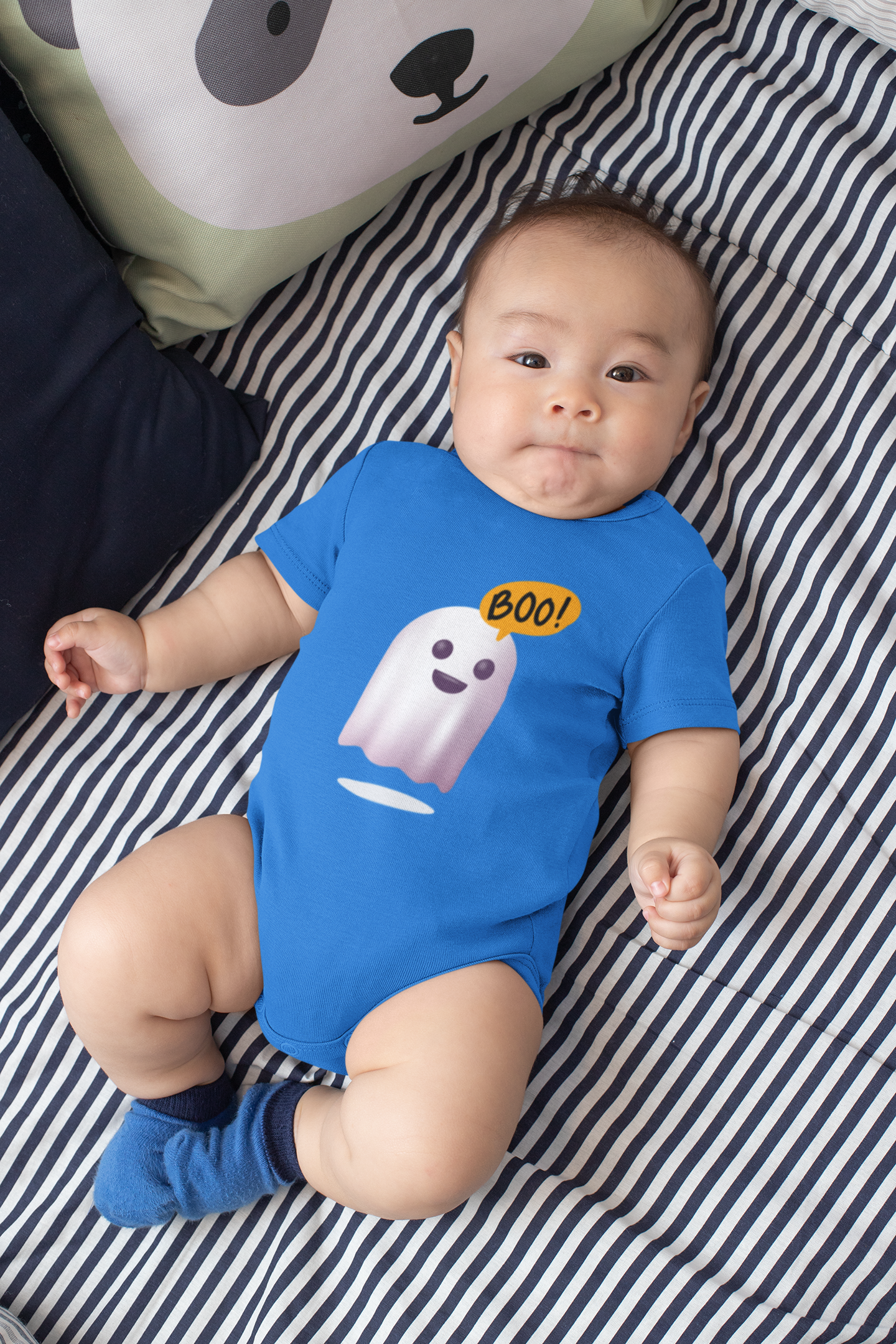 Baby Soft Cotton Halloween Onesie – Cute Ghost “Boo!” Print
