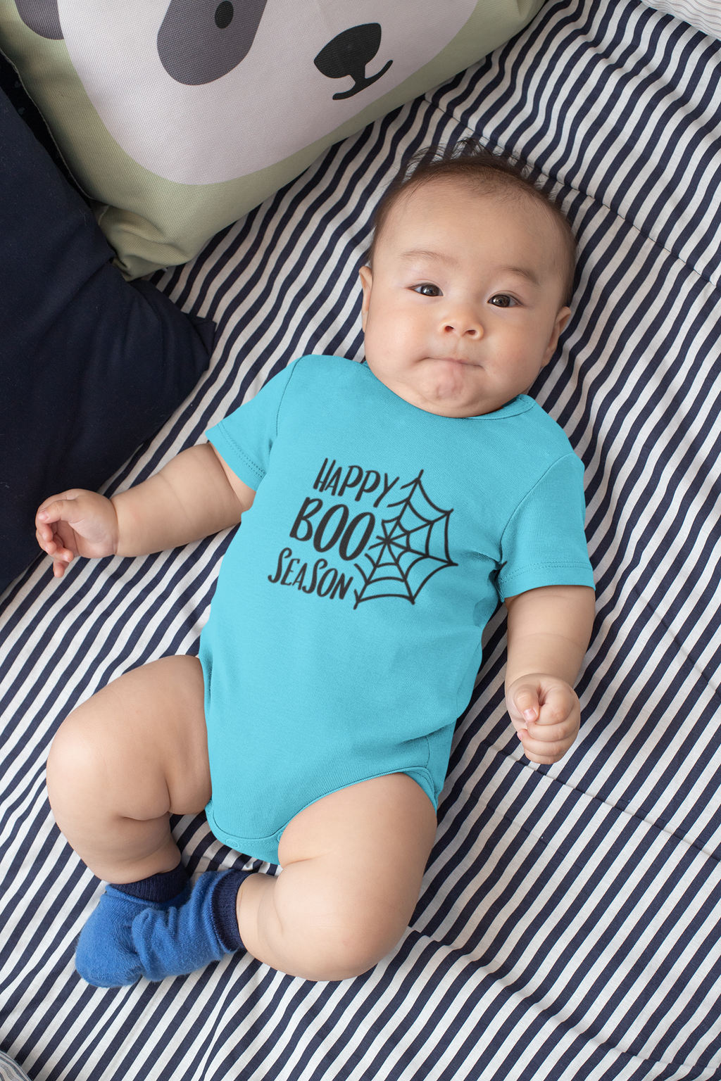"Happy Boo Season" Baby Onesie | Soft Cotton Halloween Web Romper