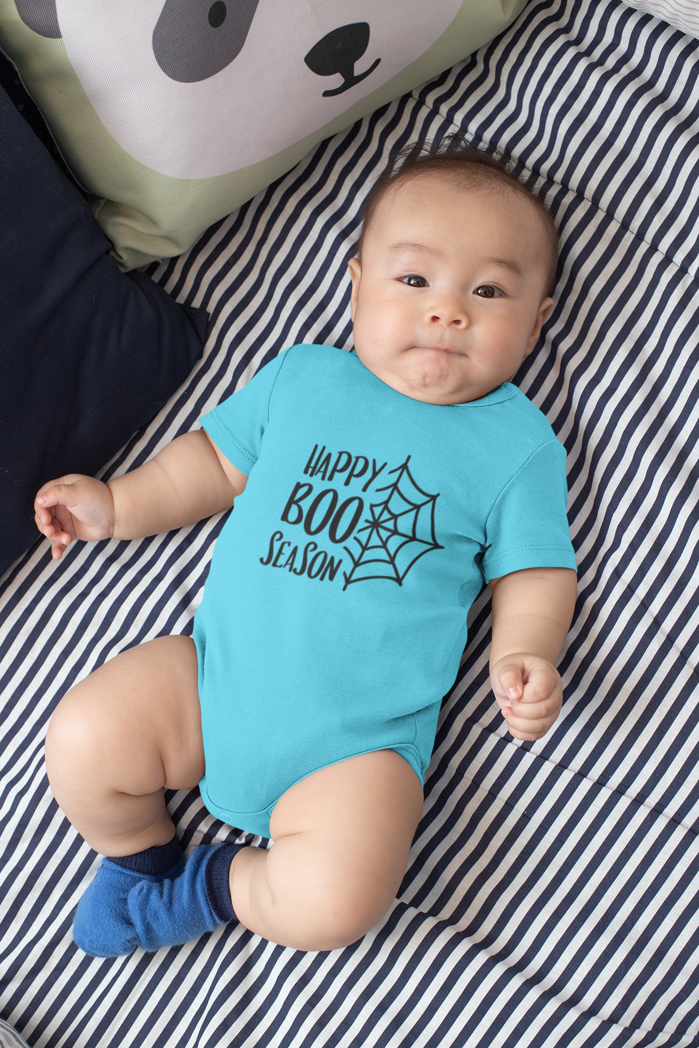 "Happy Boo Season" Baby Onesie | Soft Cotton Halloween Web Romper