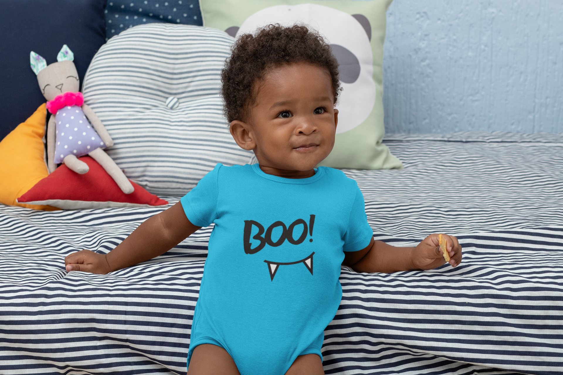 Baby Soft Cotton Halloween Onesie – “Boo!” Print