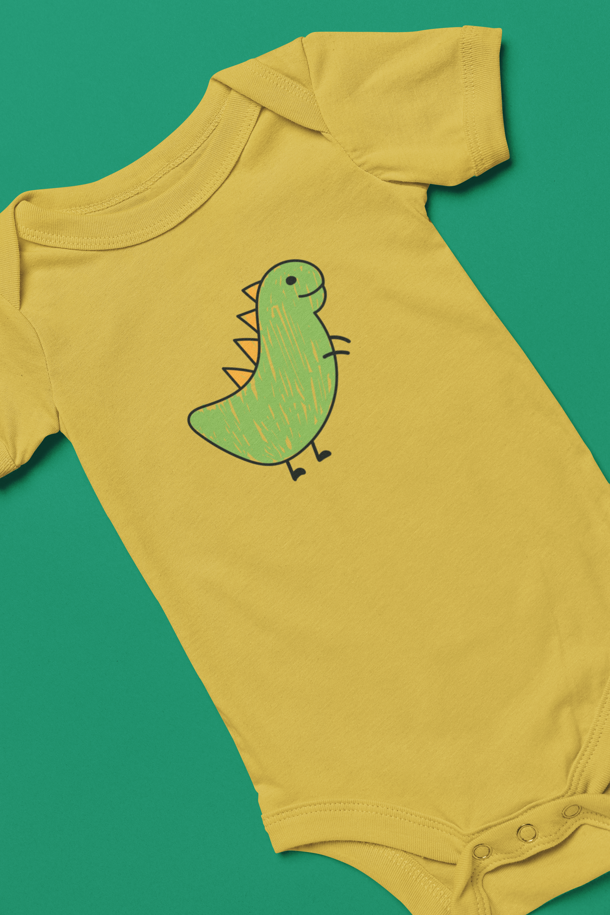 Baby cotton onesie with playful dinosaur print