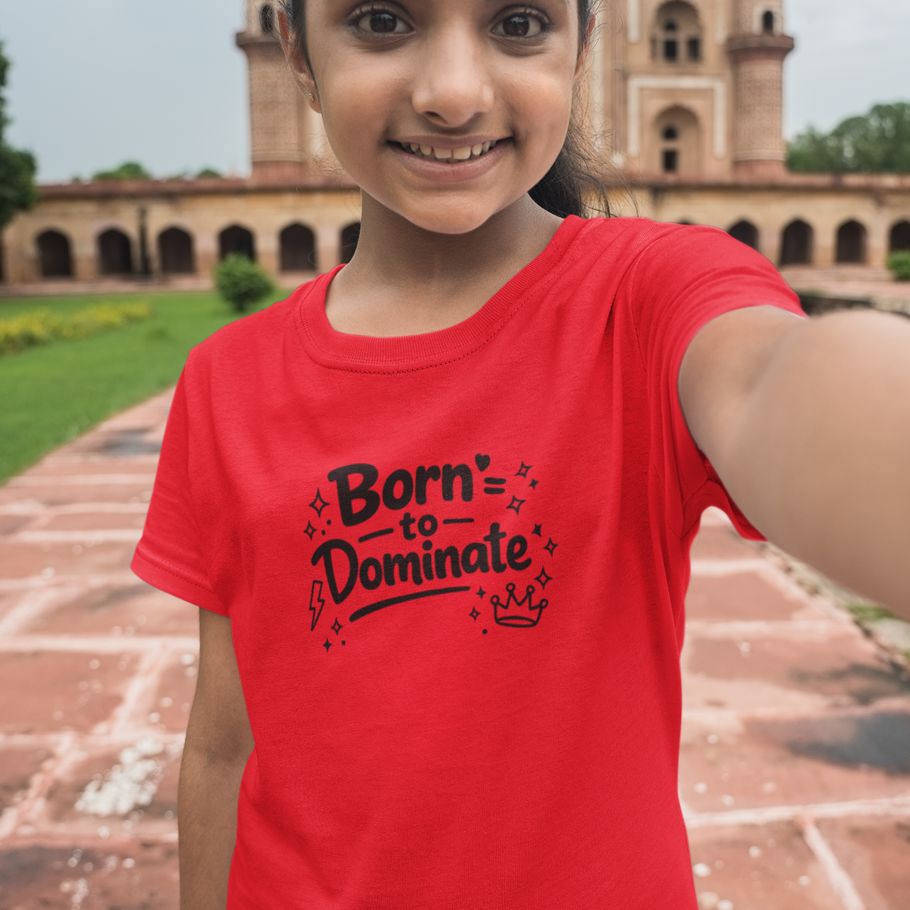 Empowering graphic t-shirt for girls with Born To Dominate print