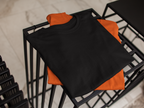 Kids wearing black and orange solid cotton t-shirt combo by Mumma's Cub made from 100% pre-shrunk 180 GSM cotton for everyday comfort and style