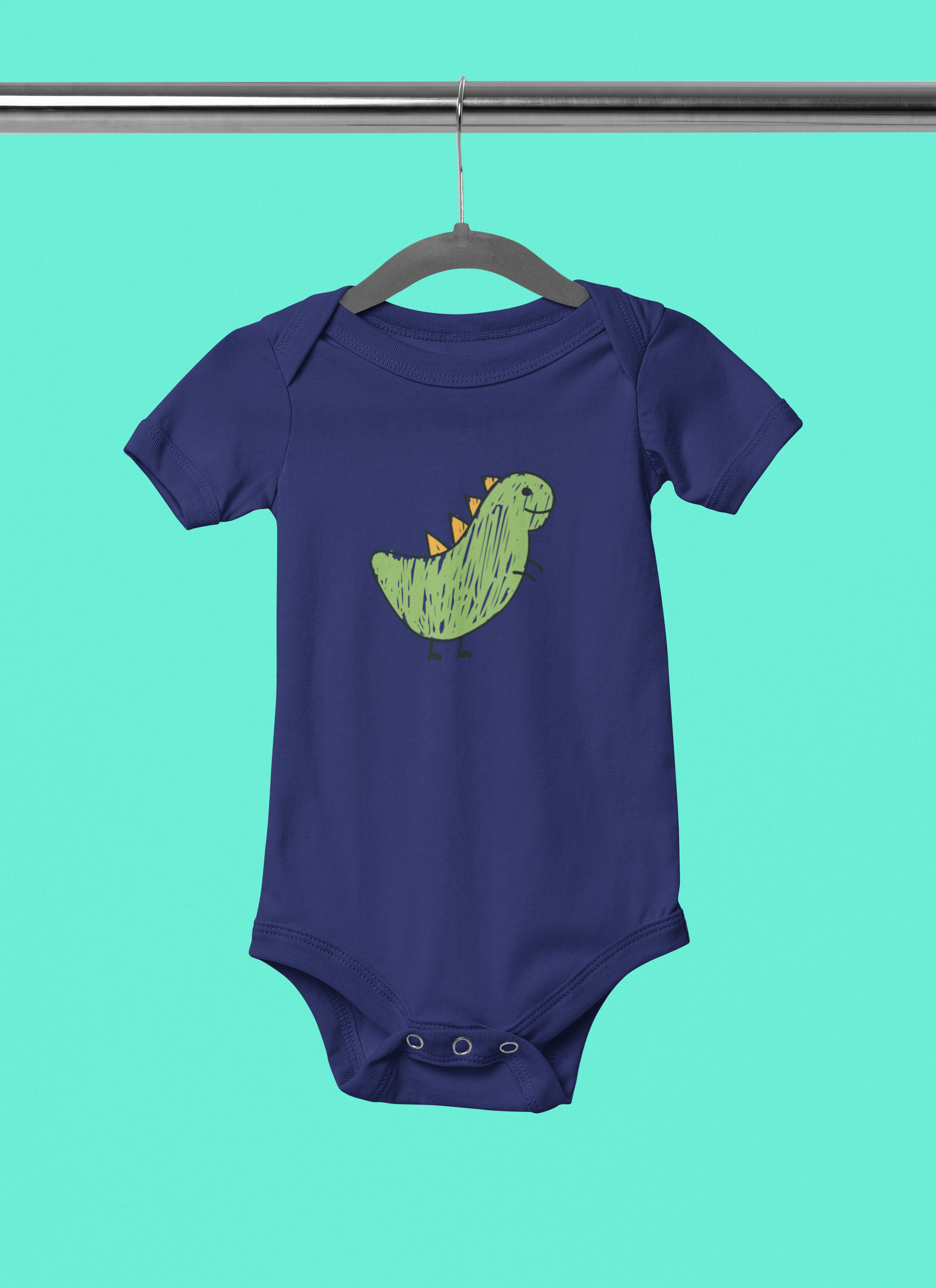 Baby cotton onesie with playful dinosaur print