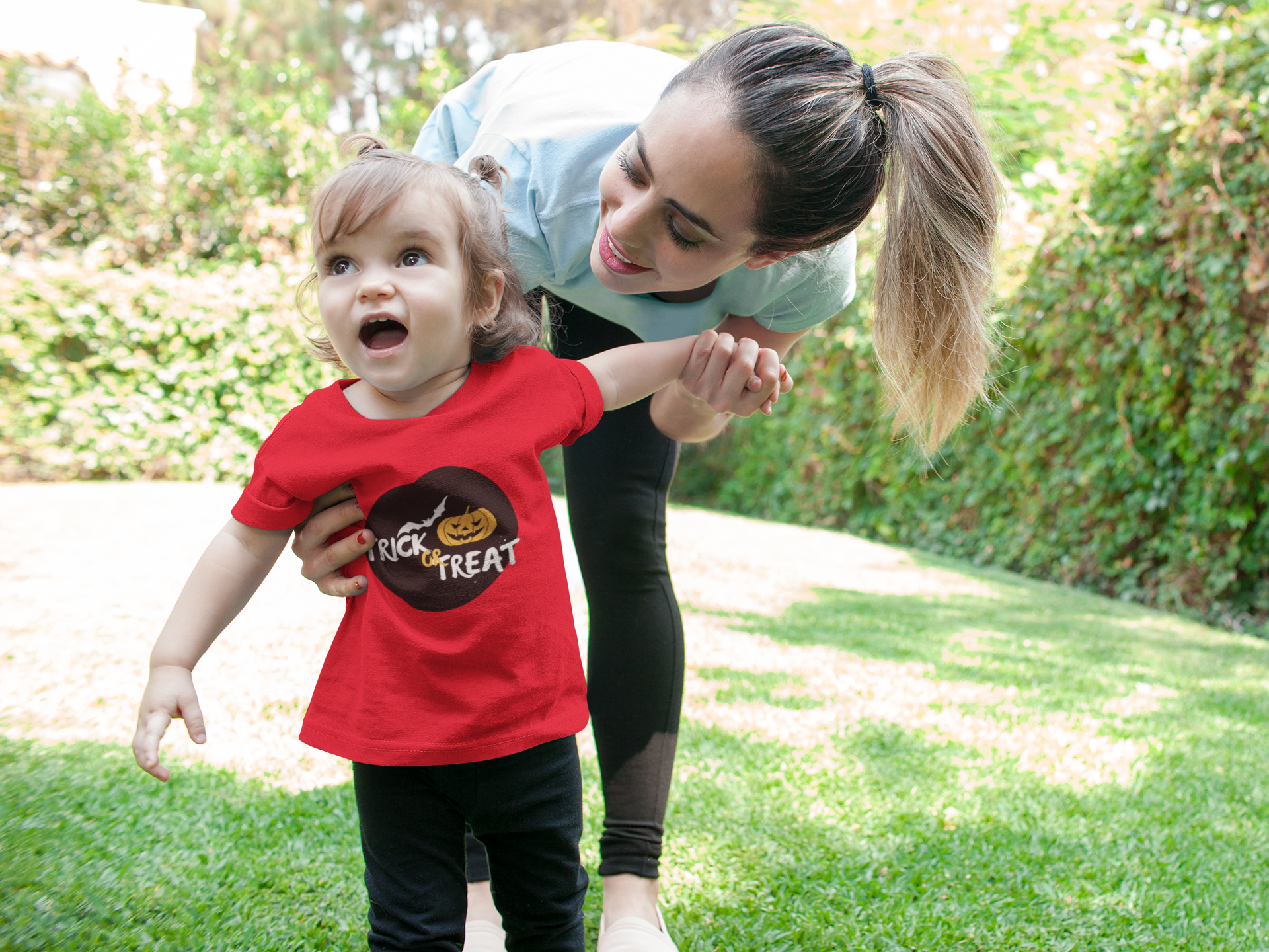 Kids Halloween T-Shirt – Pumpkin & Bat Print “Trick or Treat”