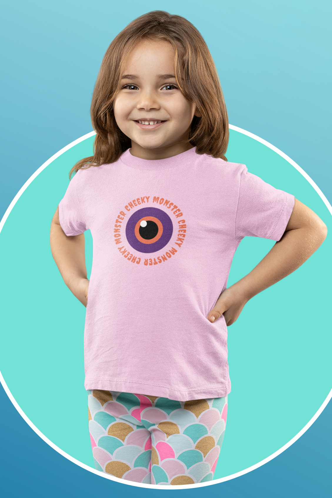 Child wearing Cheeky Monster evil eye cotton T-shirt by Mumma’s Cub