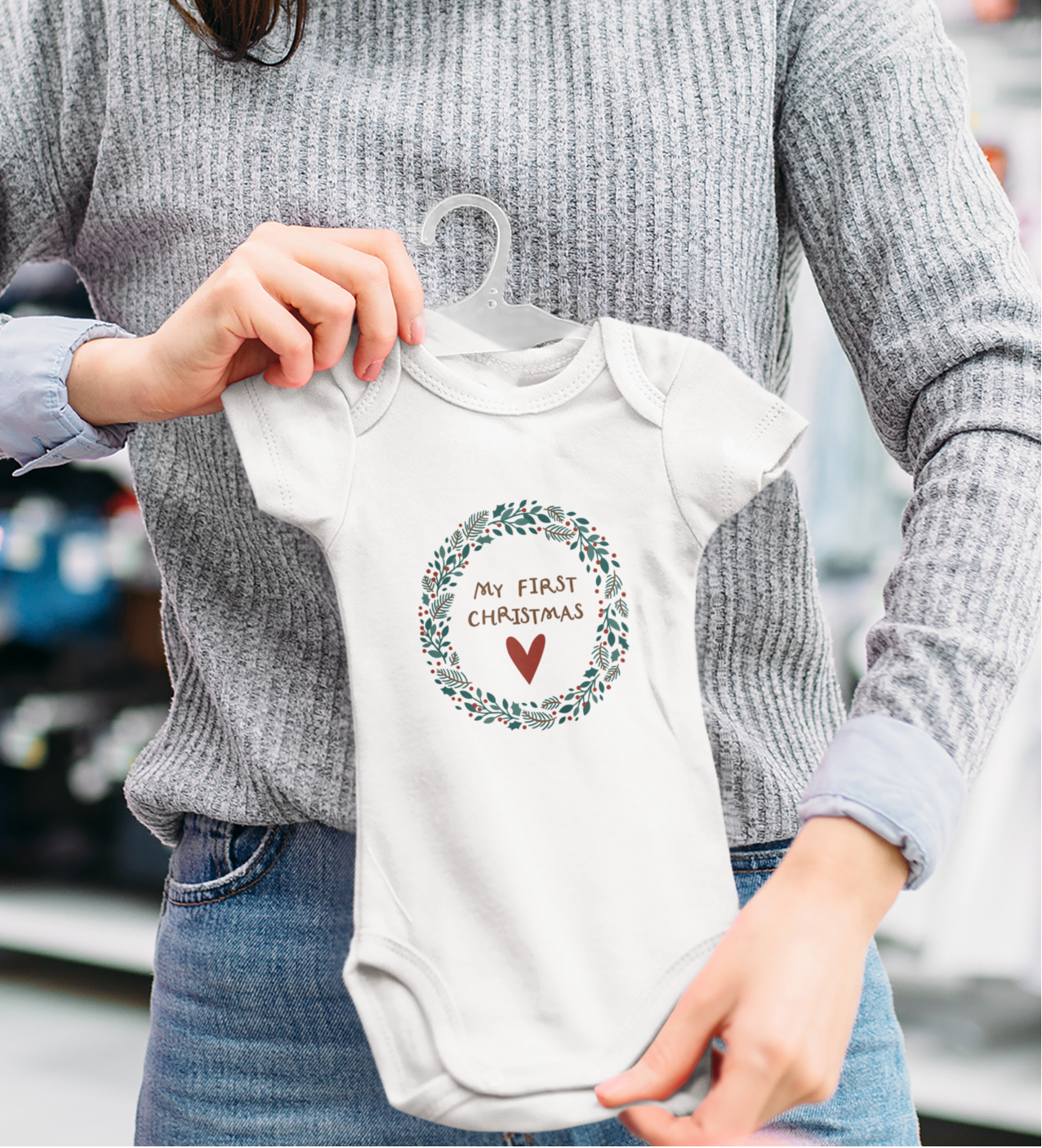 100% cotton baby Christmas romper – My First Christmas design