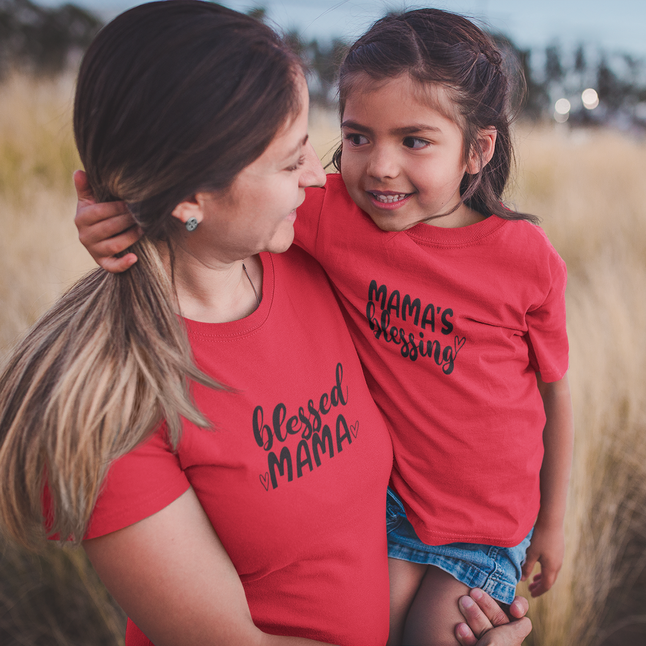 blessed mama and mamas blessing combo t shirts mummas cub cotton matching set