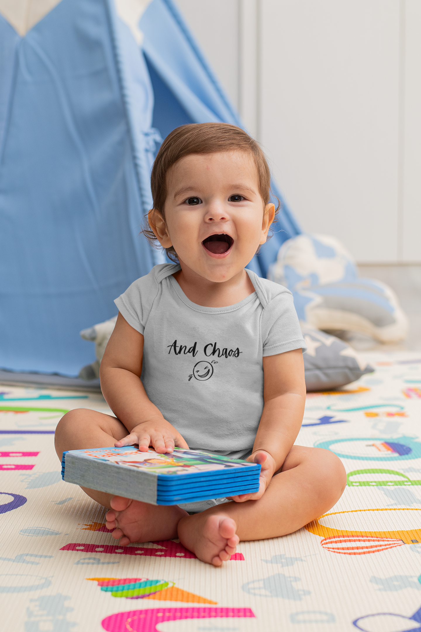 Baby Cotton Onesie – “And Chaos” Printed Romper