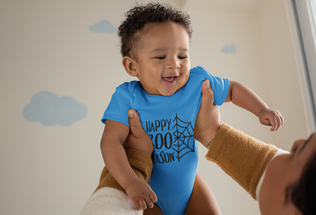 "Happy Boo Season" Baby Onesie | Soft Cotton Halloween Web Romper
