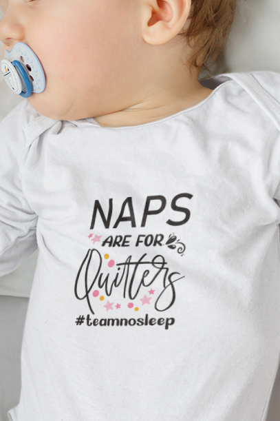 Funny baby romper in super combed cotton with naps are for quitters quote by Mumma’s Cub