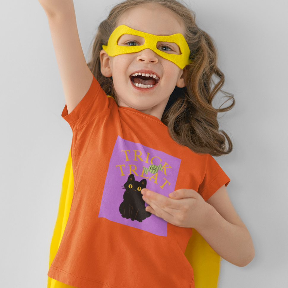 Kids Halloween Black Cat T-Shirt